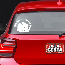 pegatina bebé a bordo para coche saluda