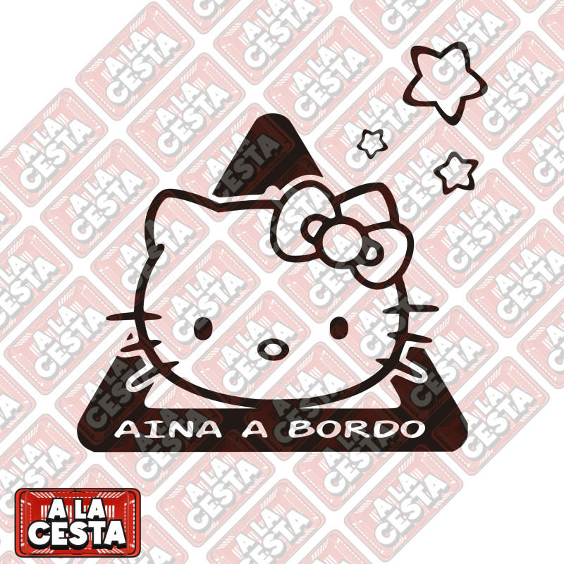 pegatina bebé a bordo para coche hello kitty