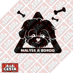 pegatina PERRO a bordo para coche Maltés