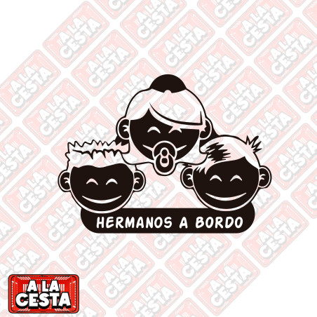 pegatina bebé a bordo para coche hermanos TRES