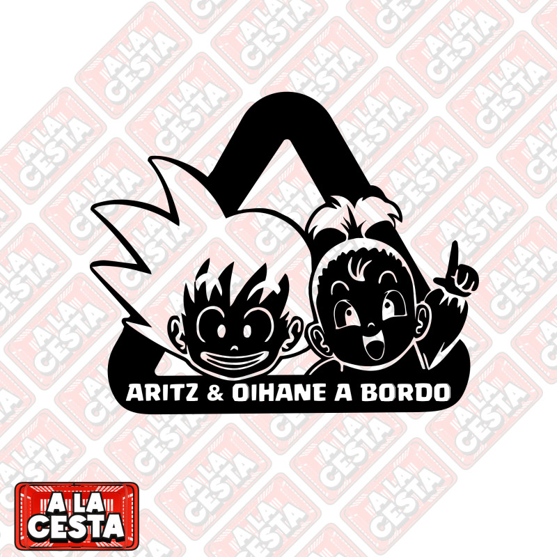pegatina bebé a bordo para coche Goku y Pam