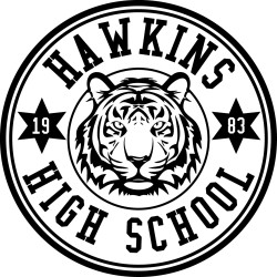 Pegatina Sticker vinilo Stranger Things HIGH SCHOOL HAWKINS 1983