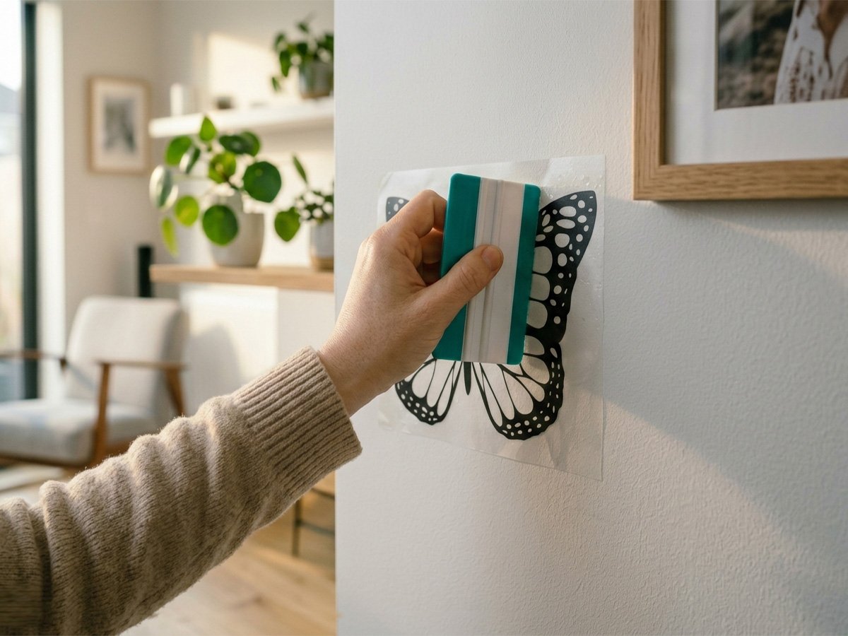 04-colocar-vinilo-en-la-pared-y-aplicar-presion-con-espatula